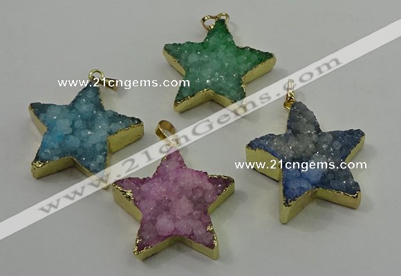 NGP4098 30*32mm - 32*35mm star druzy quartz pendants wholesale