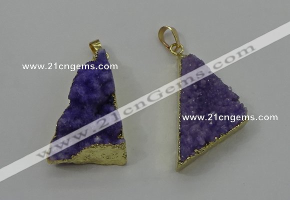 NGP4102 22*35mm - 24*40mm triangle druzy quartz pendants wholesale