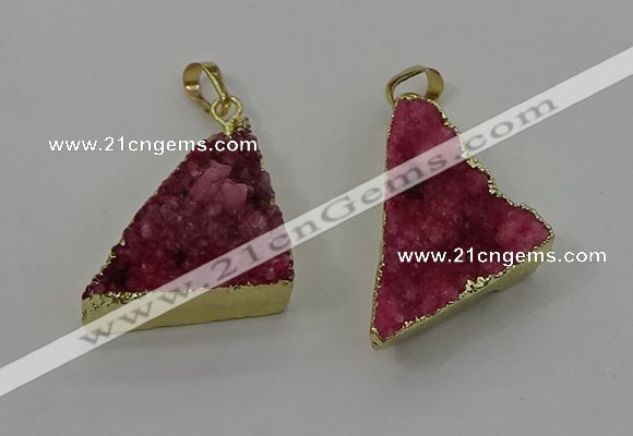 NGP4103 22*35mm - 24*40mm triangle druzy quartz pendants wholesale