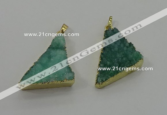 NGP4105 22*35mm - 24*40mm triangle druzy quartz pendants wholesale