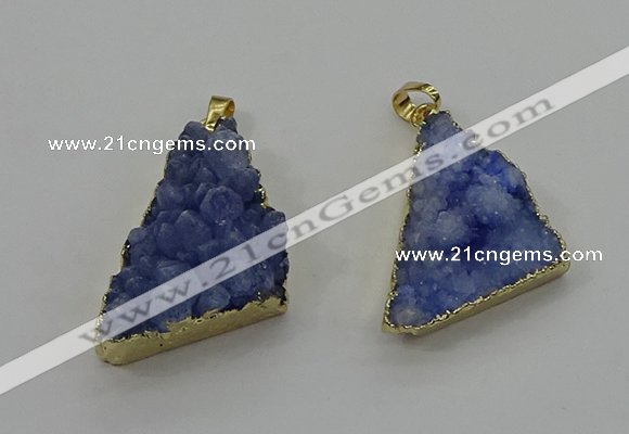 NGP4106 22*35mm - 24*40mm triangle druzy quartz pendants wholesale