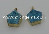 NGP4115 28*28mm - 30*30mm pentagon druzy quartz pendants wholesale