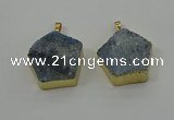 NGP4117 28*28mm - 30*30mm pentagon druzy quartz pendants wholesale