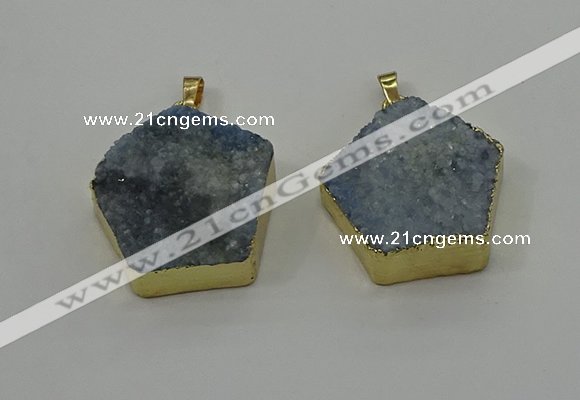 NGP4117 28*28mm - 30*30mm pentagon druzy quartz pendants wholesale