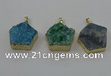 NGP4119 28*28mm - 30*30mm pentagon druzy quartz pendants wholesale