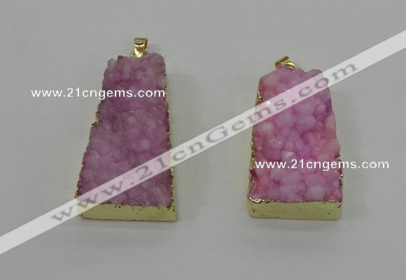 NGP4124 22*35mm - 24*40mm trapezoid druzy quartz pendants wholesale