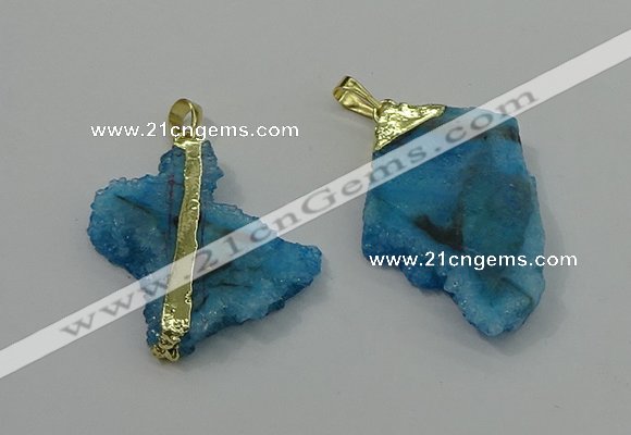 NGP4134 25*35mm - 40*50mm freeform druzy quartz pendants wholesale