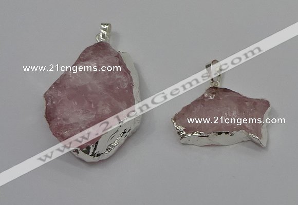 NGP4140 20*30mm - 35*45mm freeform rose quartz pendants wholesale