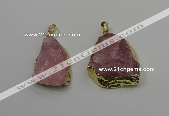 NGP4141 20*30mm - 35*45mm freeform rose quartz pendants wholesale