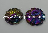 NGP4150 40*45mm - 50*55mm flower plated druzy agate pendants