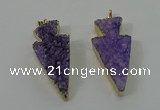 NGP4155 20*45mm - 22*48mm arrowhead druzy quartz pendants