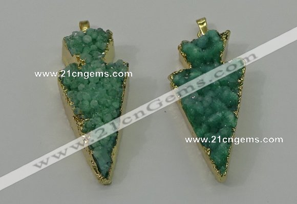 NGP4158 20*45mm - 22*48mm arrowhead druzy quartz pendants