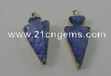 NGP4159 20*45mm - 22*48mm arrowhead druzy quartz pendants