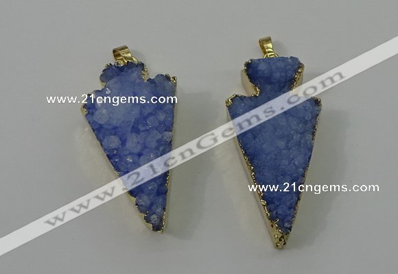 NGP4159 20*45mm - 22*48mm arrowhead druzy quartz pendants