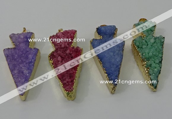 NGP4160 20*45mm - 22*48mm arrowhead druzy quartz pendants