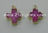 NGP4165 30*32mm cross druzy quartz pendants wholesale