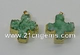 NGP4167 30*32mm cross druzy quartz pendants wholesale