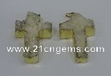 NGP4172 30*48mm - 32*50mm cross druzy quartz pendants wholesale