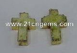 NGP4173 30*48mm - 32*50mm cross druzy quartz pendants wholesale