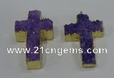 NGP4174 30*48mm - 32*50mm cross druzy quartz pendants wholesale