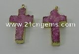 NGP4175 30*48mm - 32*50mm cross druzy quartz pendants wholesale