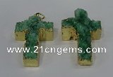 NGP4177 30*48mm - 32*50mm cross druzy quartz pendants wholesale