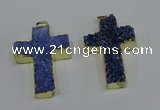 NGP4178 30*48mm - 32*50mm cross druzy quartz pendants wholesale