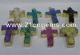 NGP4180 30*48mm - 32*50mm cross druzy quartz pendants wholesale