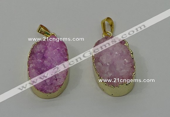 NGP4186 18*25mm - 18*28mm oval druzy quartz pendants wholesale