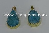 NGP4196 18*25mm - 18*28mm flat teardrop druzy quartz pendants