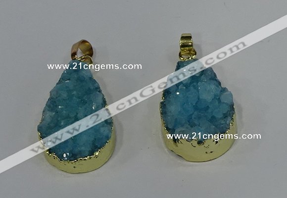 NGP4196 18*25mm - 18*28mm flat teardrop druzy quartz pendants