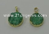 NGP4206 20mm - 22mm flat round druzy quartz pendants wholesale