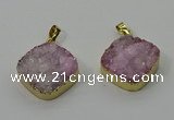 NGP4214 20mm - 22mm diamond druzy quartz pendants wholesale