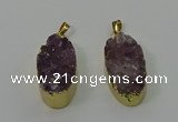 NGP4242 18*35mm oval druzy amethyst pendants wholesale