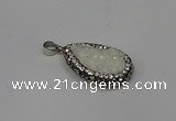 NGP4266 14*23mm flat teardrop plated quartz pendants wholesale