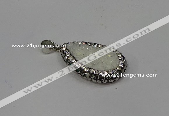 NGP4266 14*23mm flat teardrop plated quartz pendants wholesale