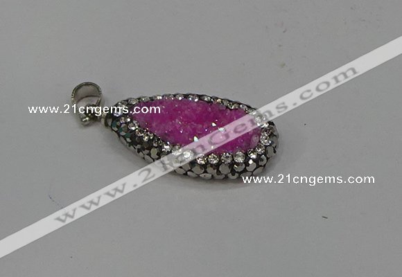 NGP4269 14*23mm flat teardrop plated quartz pendants wholesale