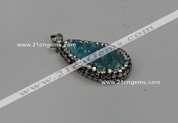 NGP4270 14*23mm flat teardrop plated quartz pendants wholesale