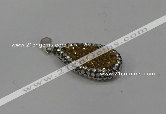 NGP4275 14*23mm flat teardrop plated quartz pendants wholesale