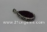NGP4276 14*23mm flat teardrop plated quartz pendants wholesale