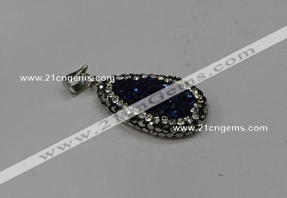 NGP4278 14*23mm flat teardrop plated quartz pendants wholesale