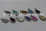 NGP4282 14*23mm flat teardrop plated quartz pendants wholesale