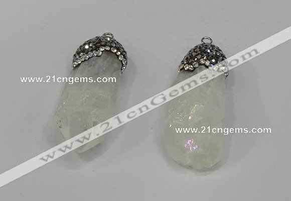 NGP4285 10*30mm - 15*45mmmm nuggets plated quartz pendants