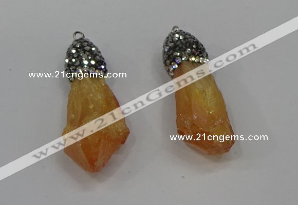 NGP4286 10*30mm - 15*45mmmm nuggets plated quartz pendants