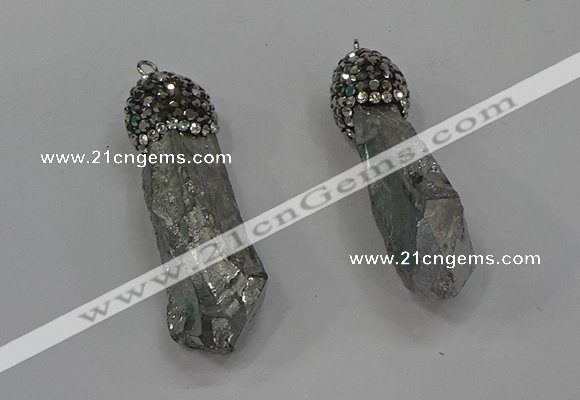 NGP4294 10*30mm - 15*45mmmm nuggets plated quartz pendants