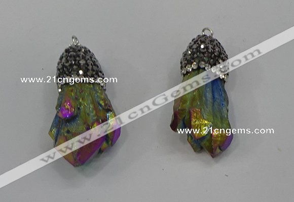 NGP4298 10*30mm - 15*45mmmm nuggets plated quartz pendants