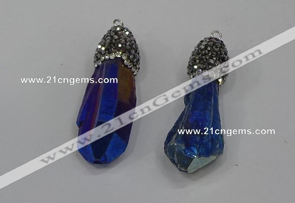 NGP4299 10*30mm - 15*45mmmm nuggets plated quartz pendants