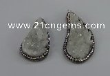 NGP4304 20*40mm - 25*50mm wing-shaped druzy quartz pendants