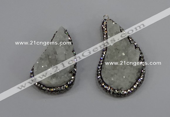 NGP4304 20*40mm - 25*50mm wing-shaped druzy quartz pendants