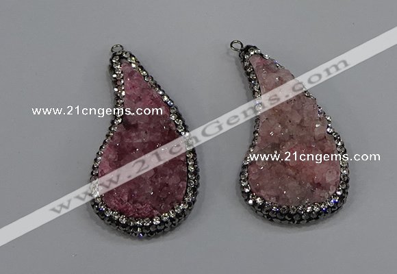 NGP4307 20*40mm - 25*50mm wing-shaped druzy quartz pendants